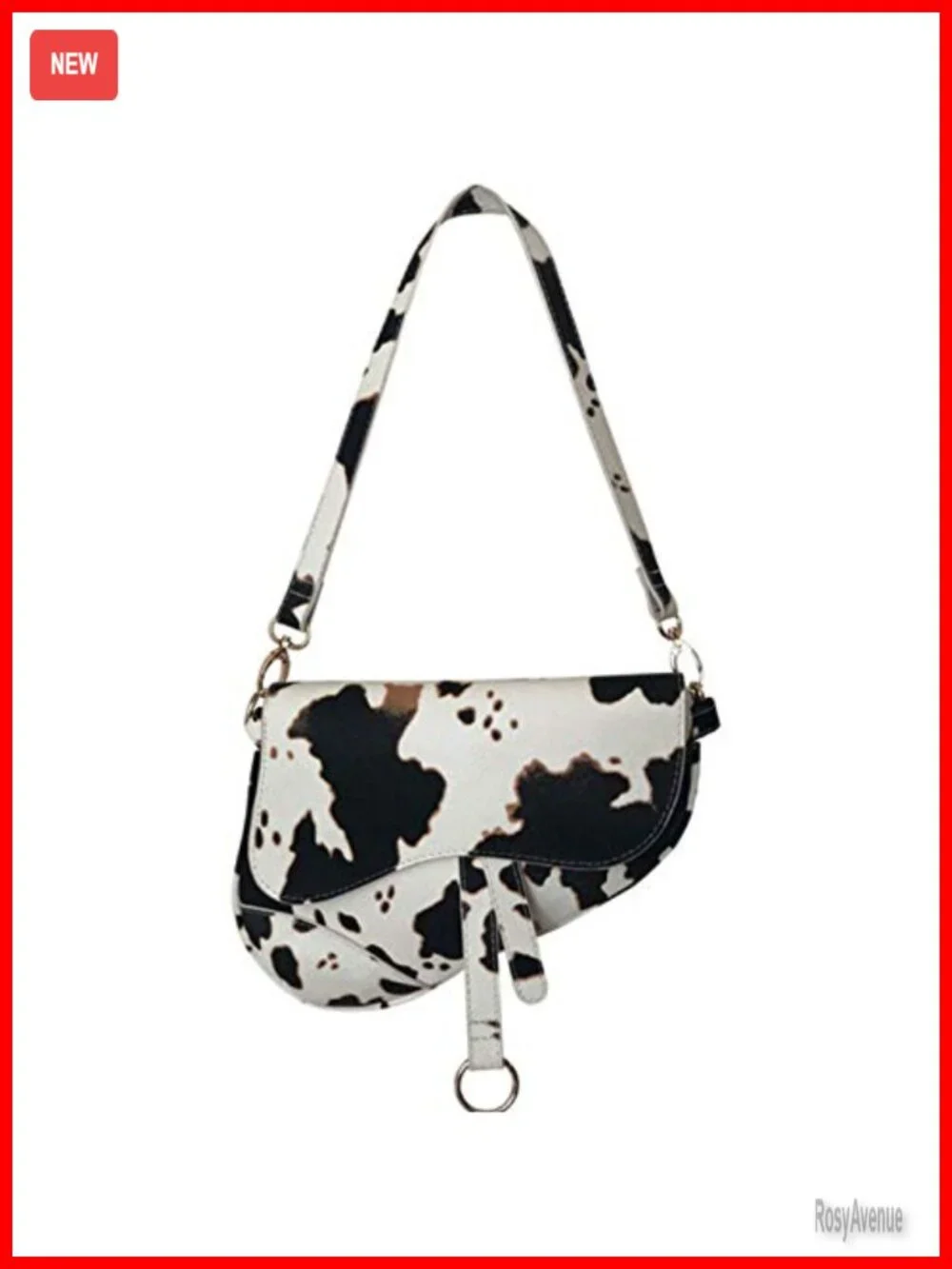 Faux Leather Saddle Shoulder Bag Clutch Purse Crossbody Satchel with Zipper